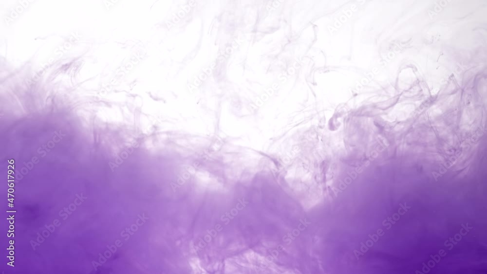Deep purple color paint cloud swirls in transparent water as decorative abstract background slow motion extreme close view Deep purple color paint cloud swirls in transparent water as decorative abstract background slow motion extreme close view