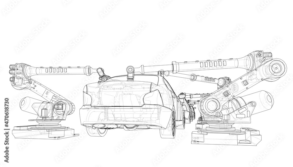 Assembly of motor vehicle. 3d illustration