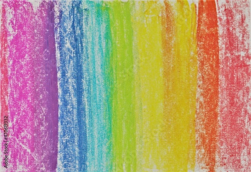 Abstract multicolored background. Rainbow. Rough texture lines. Bright saturated color. Pastel drawing.