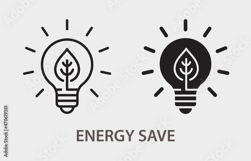 Energy save icon on white background. Vector illustration.