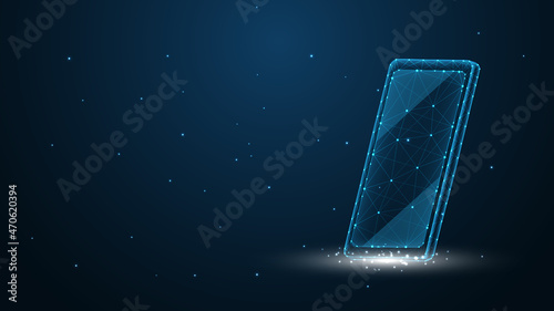 Smartphone mobile touch screen display line connection. Low poly wireframe design. Abstract geometric background. vector illustration.