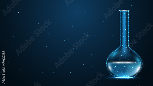 Test tubes. glass flask line connection. Low poly wireframe design. Abstract geometric background. vector illustration.