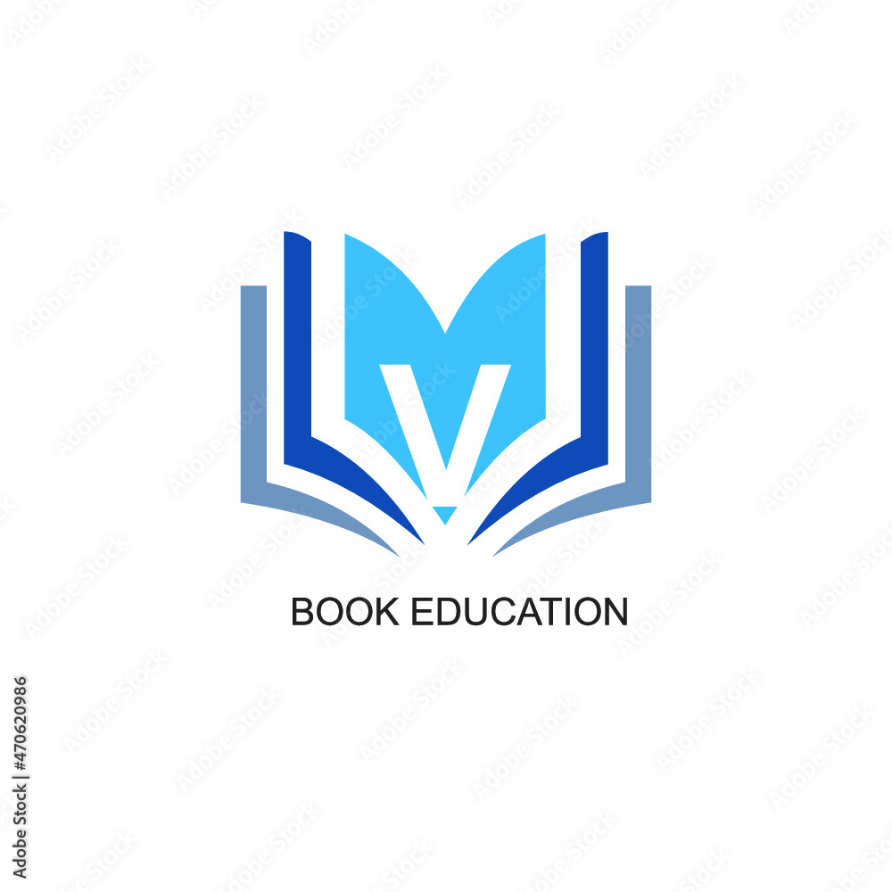 Book Education logo letter v Stock Vector | Adobe Stock