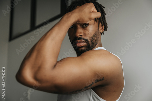 Man flexing muscles