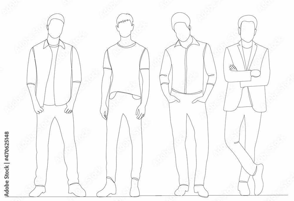 men drawing by one continuous line, vector, isolated men drawing by one continuous line, vector, isolated
