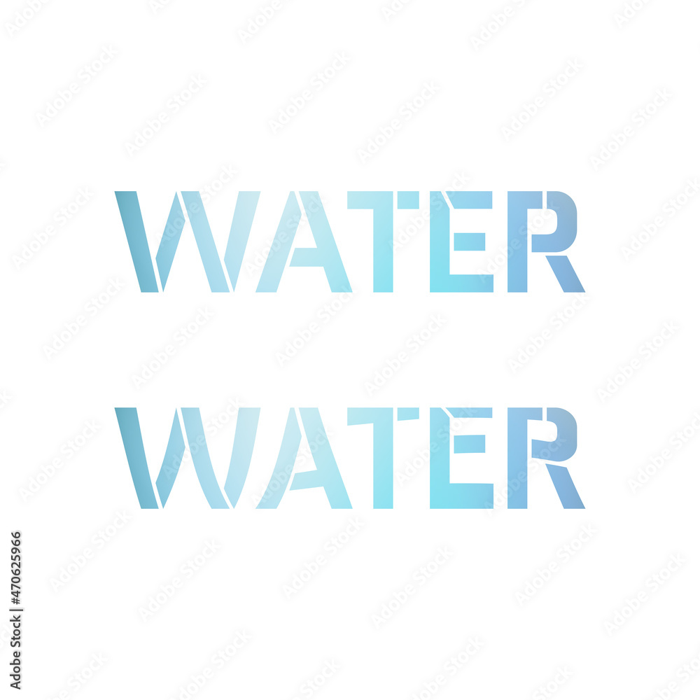 Abstract water text vector. Water letter in blue colors. Vector illustration.