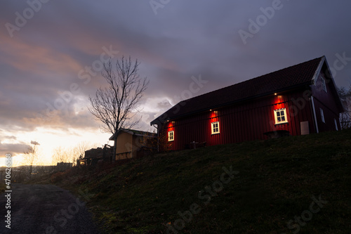 old house in the sunset, Lørenskog, Norway