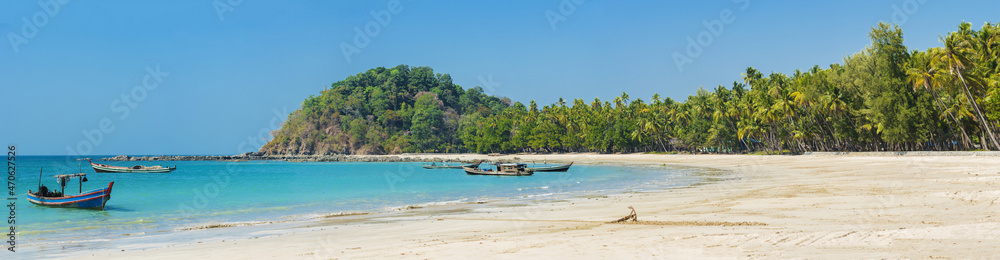 Ngapali Beach panorama in Myanmar
