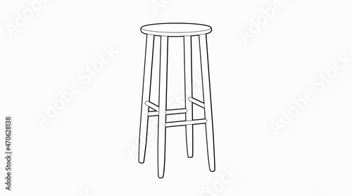 Black and White Stool Vector isolated black and white illustration of a wooden stool