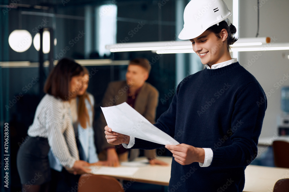 Office man working with papers.