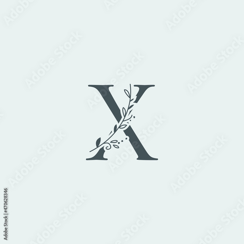 Graphic Floral Initial Alphabet X flowers bouquet composition. Unique collection for wedding invites decoration, logo and many other concept ideas.