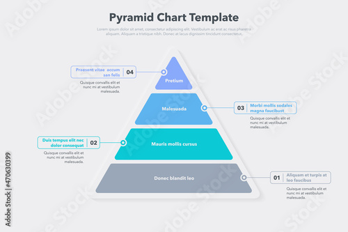 Pyramid graph template with four colorful steps. Easy to use for your website or presentation. photo
