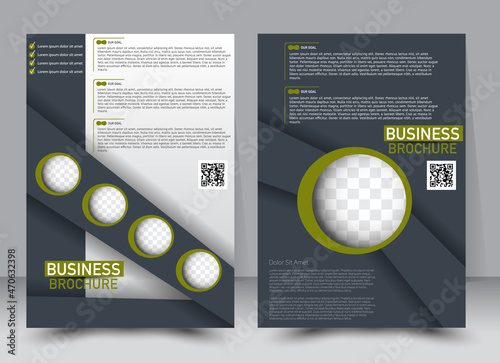 Flyer design template. Annual report cover.  Brochure background. For magazine front page, business, education, presentation. Vector illustration a4 size. Green and grey color.