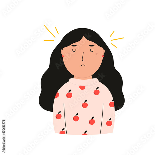 Vector illustration of an upset, frustrated girl.