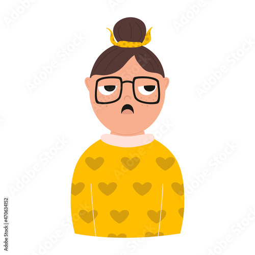 Vector illustration of girl with a feeling of annoyance