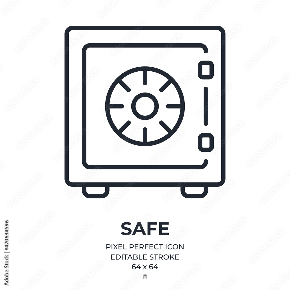 Safe editable stroke outline icon isolated on white background flat vector illustration. Pixel perfect. 64 x 64. Safe editable stroke outline icon isolated on white background flat vector illustration. Pixel perfect. 64 x 64.