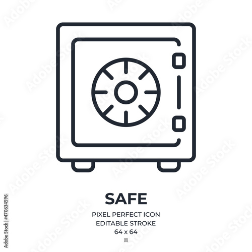 Safe editable stroke outline icon isolated on white background flat vector illustration. Pixel perfect. 64 x 64.