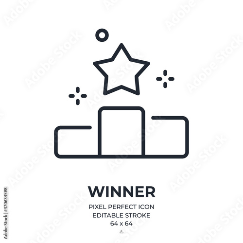 Winner editable stroke outline icon isolated on white background flat vector illustration. Pixel perfect. 64 x 64.