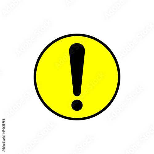 black exclamation mark sign on yellow circle isolated on white background
