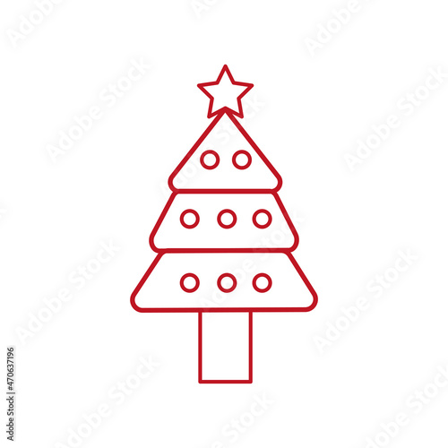Modern line art vector chrismas tree illustration, for banner, social media, website, mobile app,
or printed design