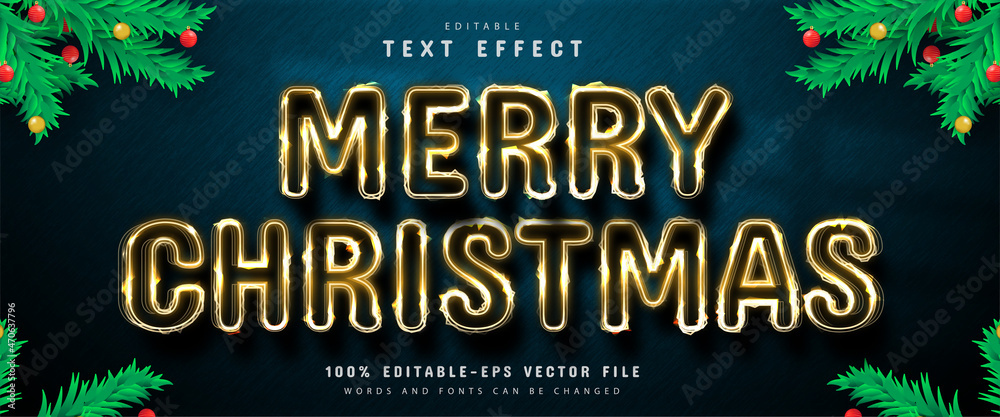 Merry Christmas Editable Gold Style Text Effect