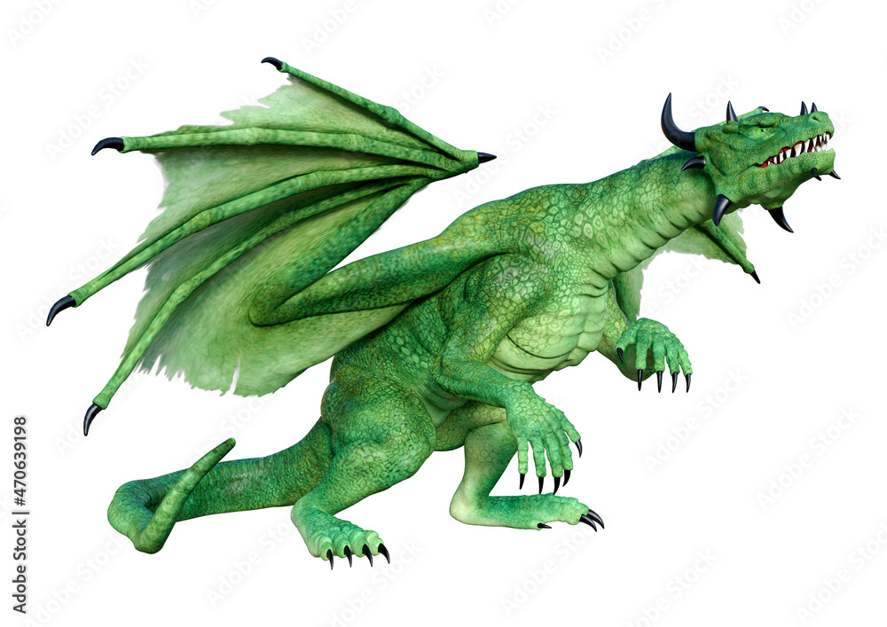 3D Rendering Fairy Tale Dragon on White 3D Rendering Fairy Tale Dragon on White