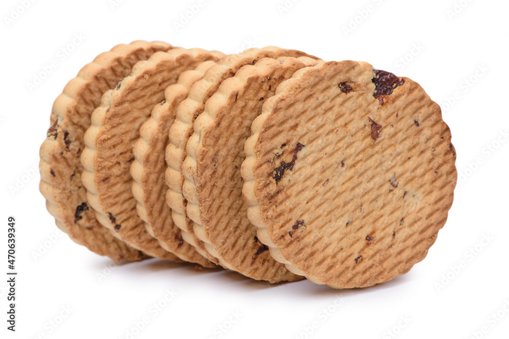Stack of chip cookies with  raisin