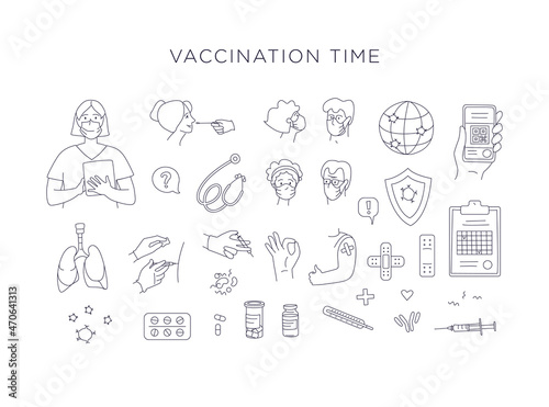 Time for vaccination. Patients at the doctor in the hospital are vaccinated