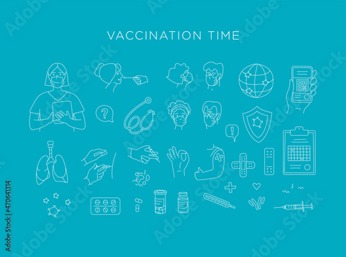 Time for vaccination. Patients at the doctor in the hospital are vaccinated