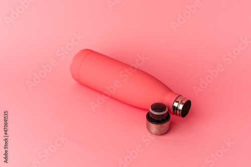 Pink canteen isolated on pink background photo