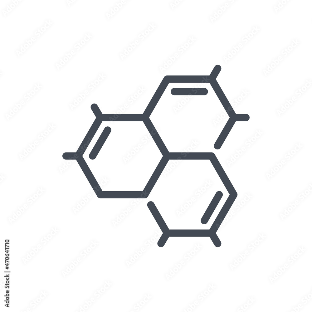 Hex shape structure formula line icon. Chemical element and structure vector outline sign. Hex shape structure formula line icon. Chemical element and structure vector outline sign.