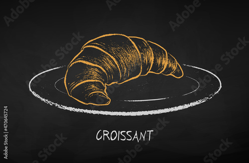 Chalk drawn vector illustration of Croissant