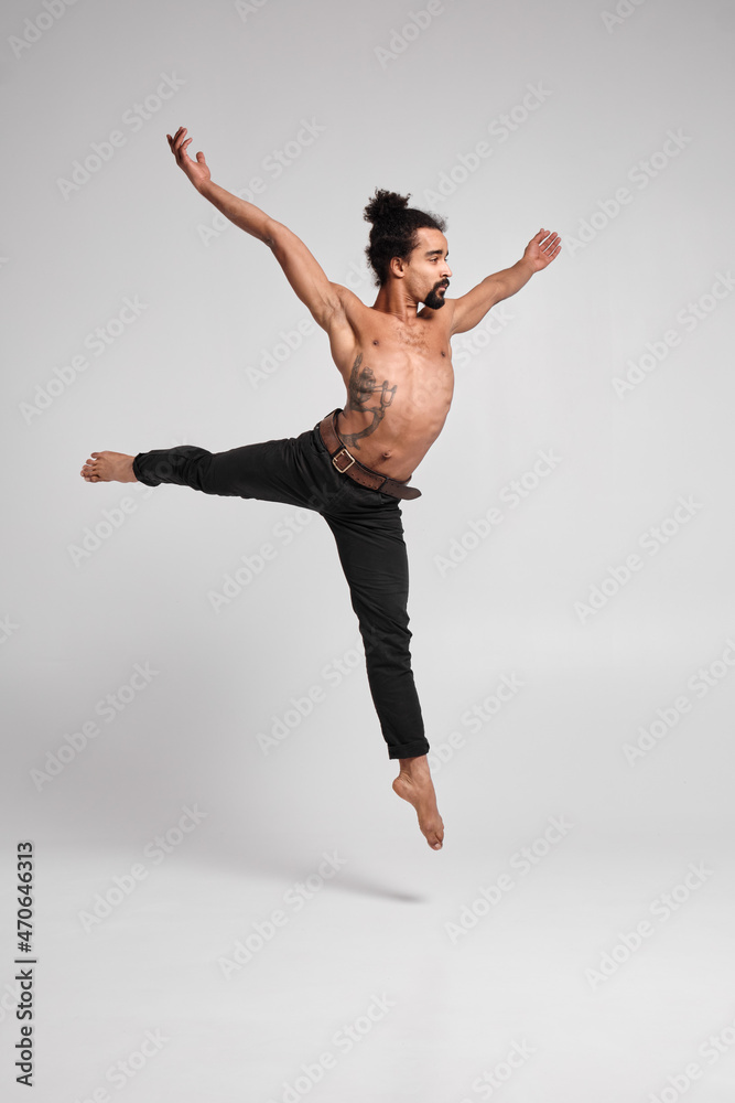 African American dancing on a white background. African American dancing on a white background.