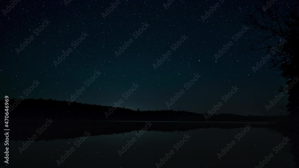 Starry night timelapse with reflection on lake Starry night timelapse with reflection on lake