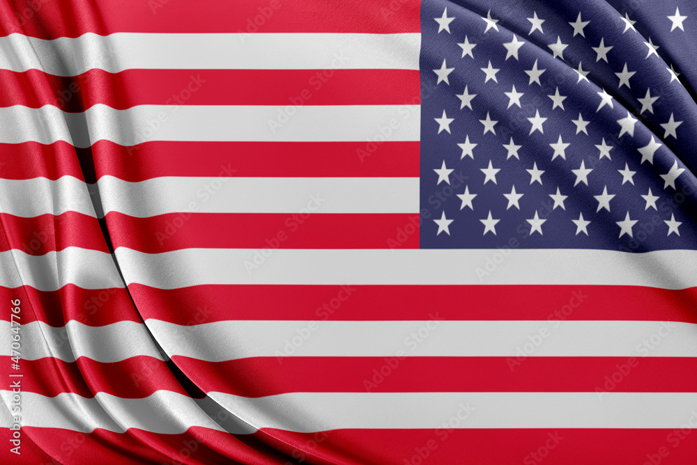 Naklejka premium United States flag. Flag with a beautiful glossy silk texture.