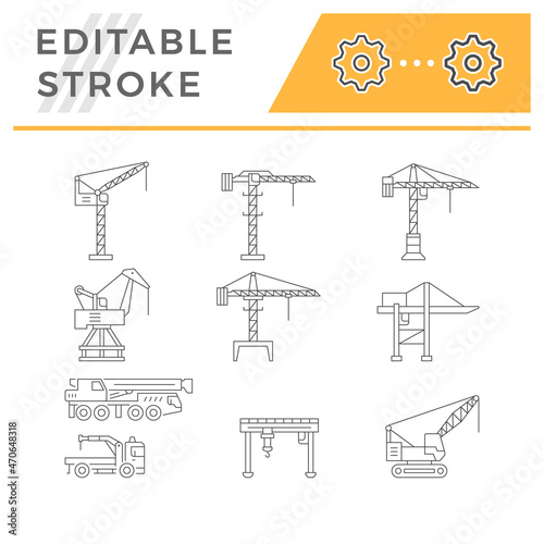 Set line icons of crane isolated on white photo