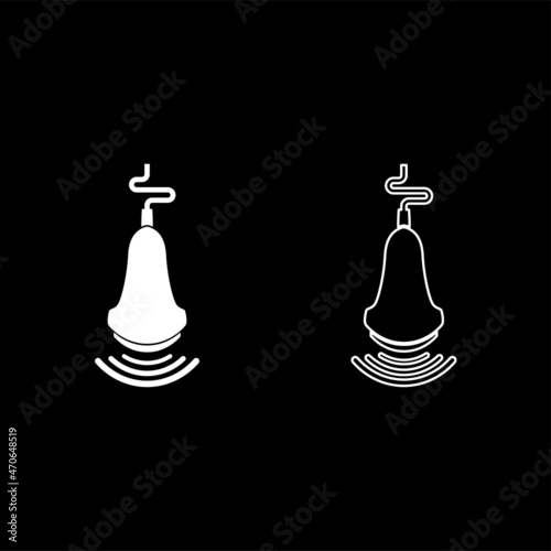 Ultrasound tool with wave medical diagnostic device equipment echograpy icon white color vector illustration flat style image set