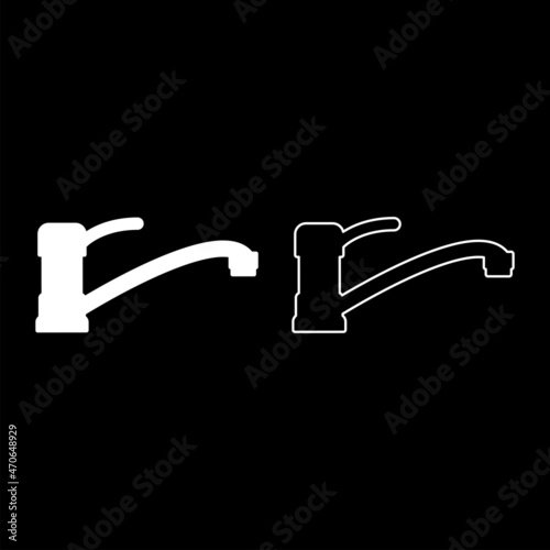 Water tap icon white color vector illustration flat style image set