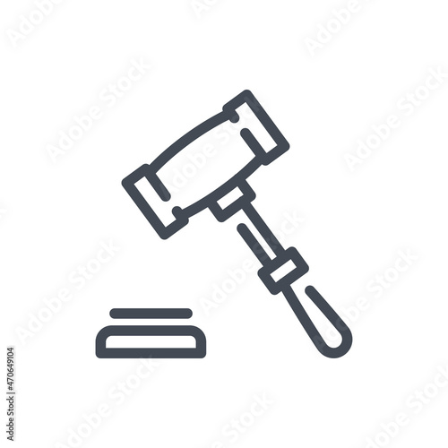 Auction line icon. Hammer of justice vector outline sign.