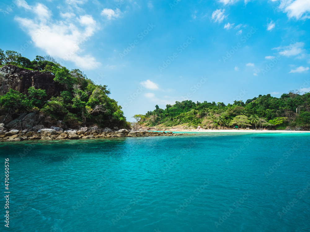 Ko Rang Island. Scenic rocky island, clear turquoise seawater and coral reef. Beautiful snorkeling spot in Mu Koh Chang National Park, Trat, Thailand. Ko Rang Island. Scenic rocky island, clear turquoise seawater and coral reef. Beautiful snorkeling spot in Mu Koh Chang National Park, Trat, Thailand.