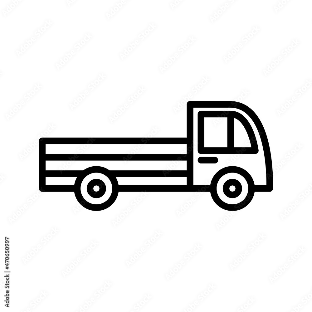 Hand drawn doodle cartoon lorry. Vector black outline car icon on white background Hand drawn doodle cartoon lorry. Vector black outline car icon on white background