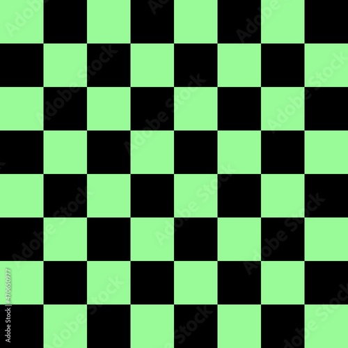 Checkerboard 8 by 8. Black and Pale Green colors of checkerboard. Chessboard, checkerboard texture. Squares pattern. Background.