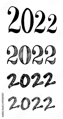 Handwritten brush lettering composition of 2022 text