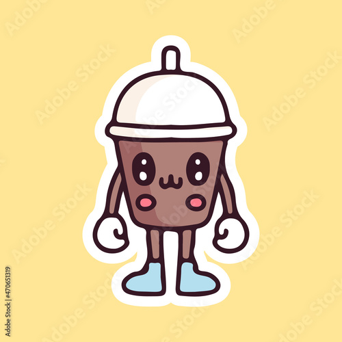 Cute Chocolate drink mascot illustration. Vector graphics for t-shirt prints and other uses.