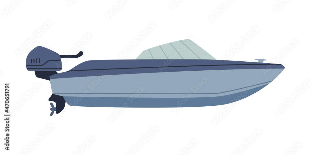 Motorboat or Speedboat as Watercraft or Swimming Water Vessel Vector Illustration Motorboat or Speedboat as Watercraft or Swimming Water Vessel Vector Illustration