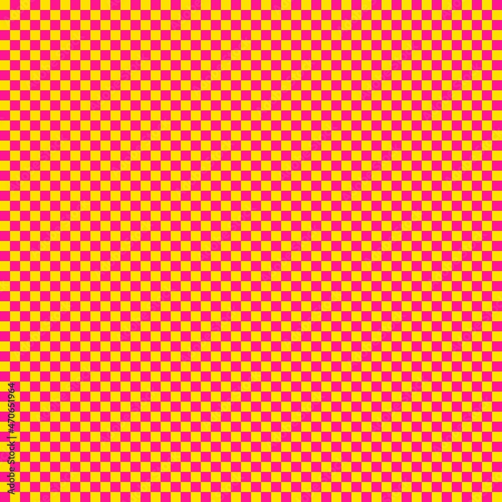 Checkerboard with very small squares. Deep pink and Yellow colors of checkerboard. Chessboard, checkerboard texture. Squares pattern. Background. Checkerboard with very small squares. Deep pink and Yellow colors of checkerboard. Chessboard, checkerboard texture. Squares pattern. Background.