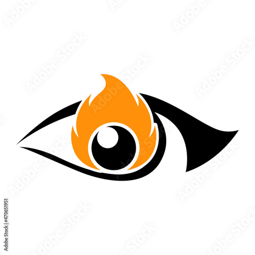 Eye With Fire Logo Design Template. 