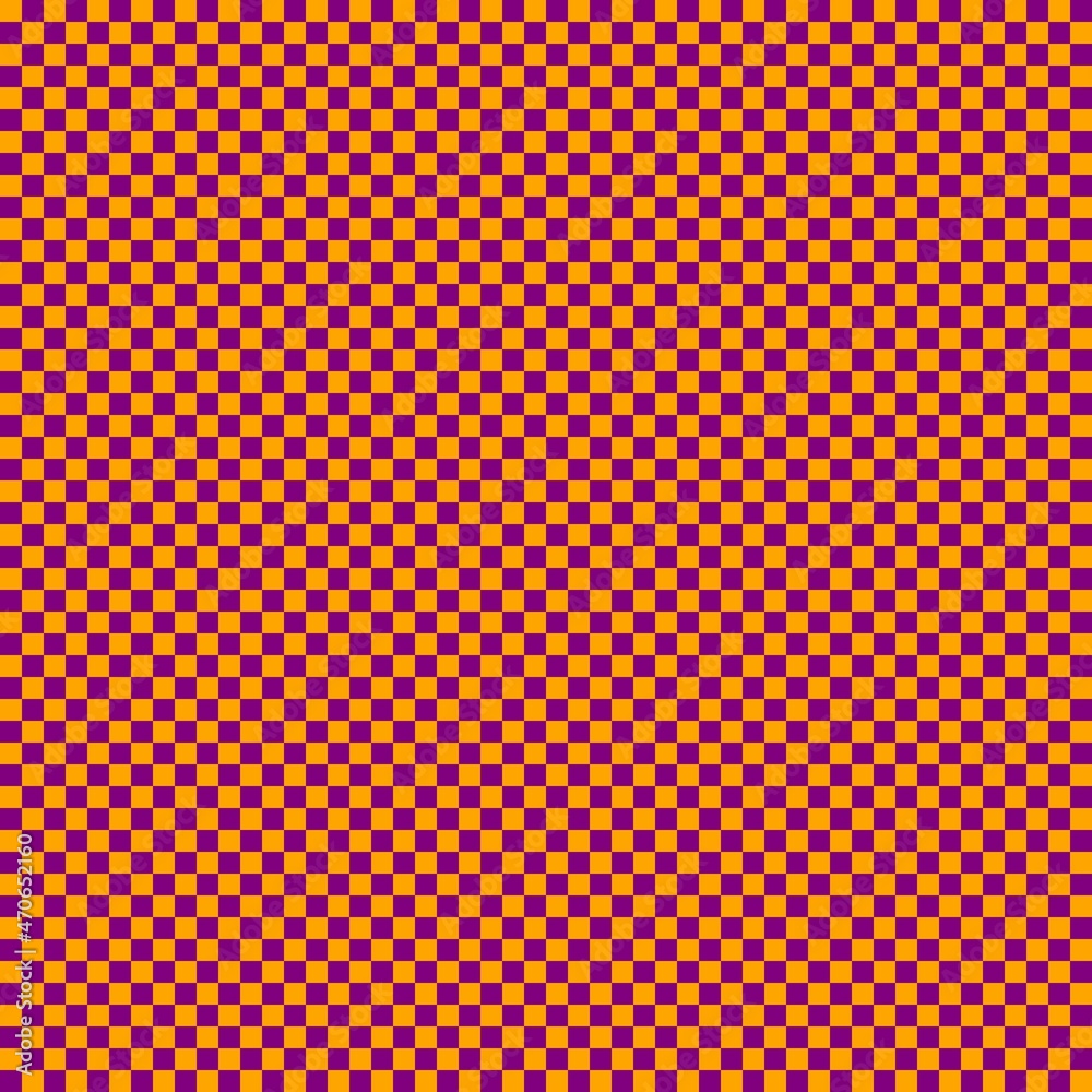 Checkerboard with very small squares. Purple and Orange colors of checkerboard. Chessboard, checkerboard texture. Squares pattern. Background. Checkerboard with very small squares. Purple and Orange colors of checkerboard. Chessboard, checkerboard texture. Squares pattern. Background.