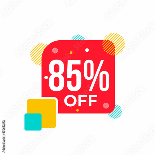 85% Off Sale Discount Tag, Sticker, Label, Sign, Price tag with 85% Percentage off. Special Offer promo design with discount sticker,discount tag,special offer 85%