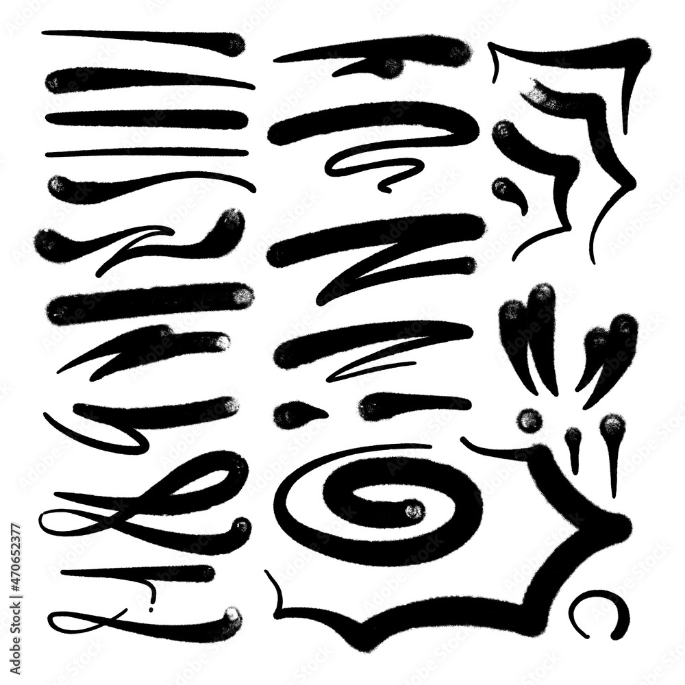 multicolored graffiti elements set spray paint line multicolored graffiti elements set spray paint line
